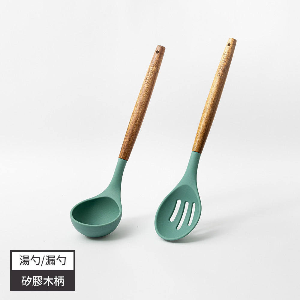 木柄矽膠廚具兩件組