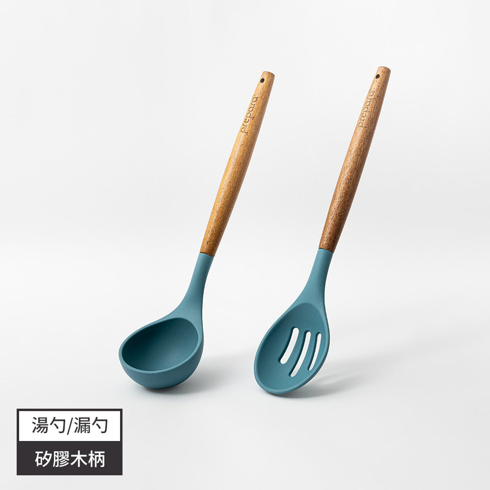 木柄矽膠廚具兩件組